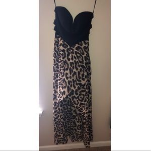 Strapless High Low Cheetah Dress